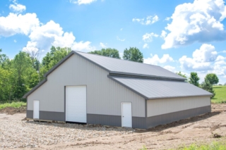 Gray and Charcoal Pole Barn for Livestock and Storage