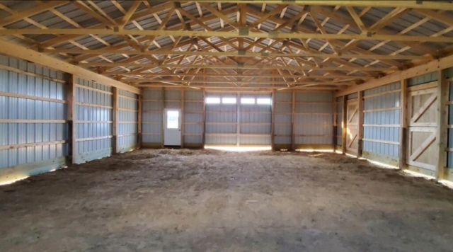 Interior of Open Pole Barn Garage